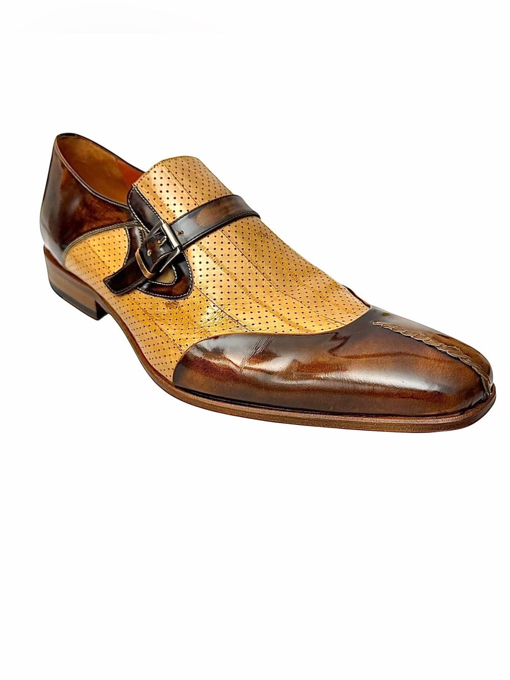 Mezlan Ajax Two-Tone Camel Leather Strap Loafers Men’s 13 M Made in Spain